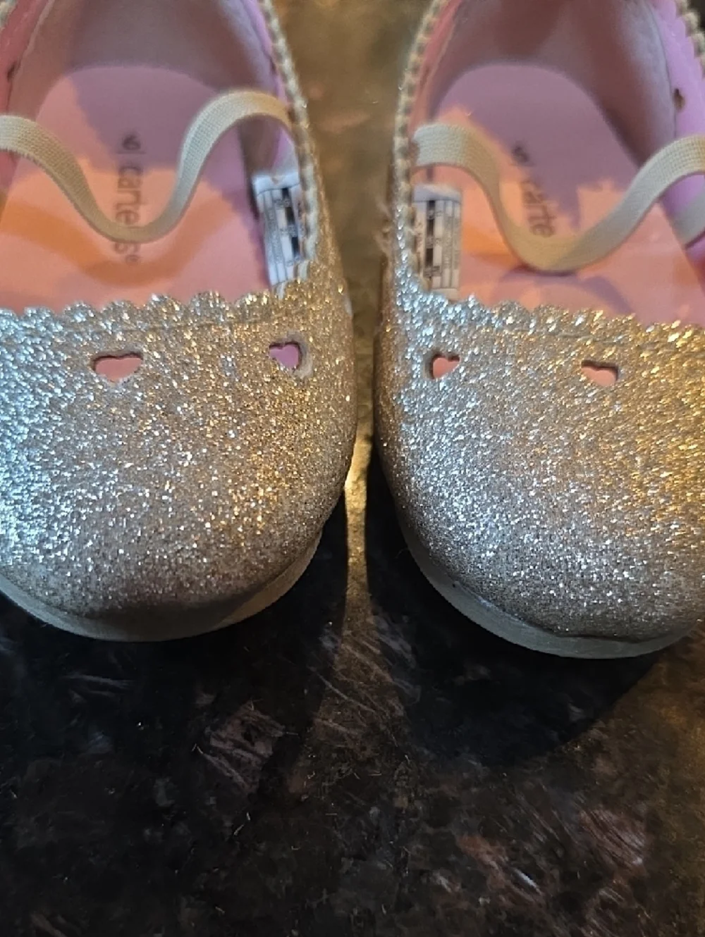 Carter's Girls Glitter Mary Jane Shoes - Gold with Pink Insole